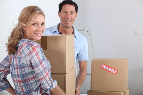 Moving truck and packed belongings during a Roehampton relocation